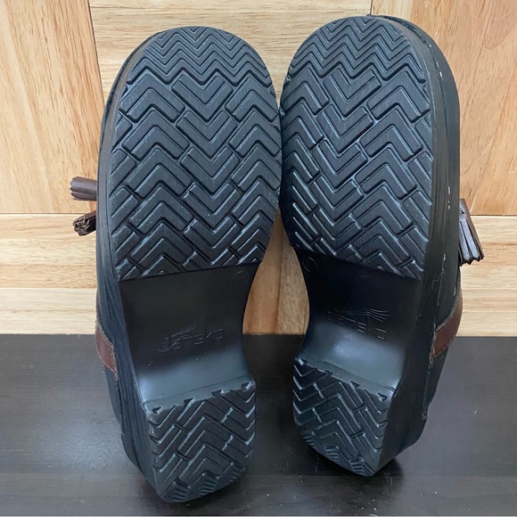 DANSKO “Shandi” Black Nubuck Leather Biker Harness Tassel Clog Size 41 10.5-11US - Picture 7 of 16